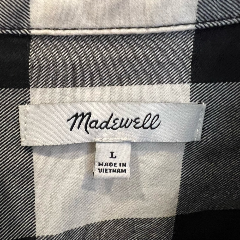 Madewell Shirt Jacket Womens Large Black White Buffalo Check Oversized Classic - Picture 7 of 12